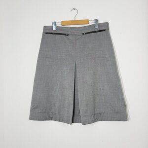 Pandora Classic Gray A-Line Single Pleat Wool Mini Skirt Business Casual Zippers